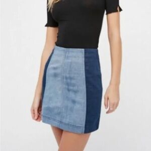 Free People Womens Modern Femme Mini Skirt Size 2 Jean Denim Stretch Zipper